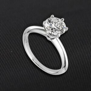 Round Cut Engagement Ring Knife Edge Solitaire Solid Sterling Silver 9 NWT